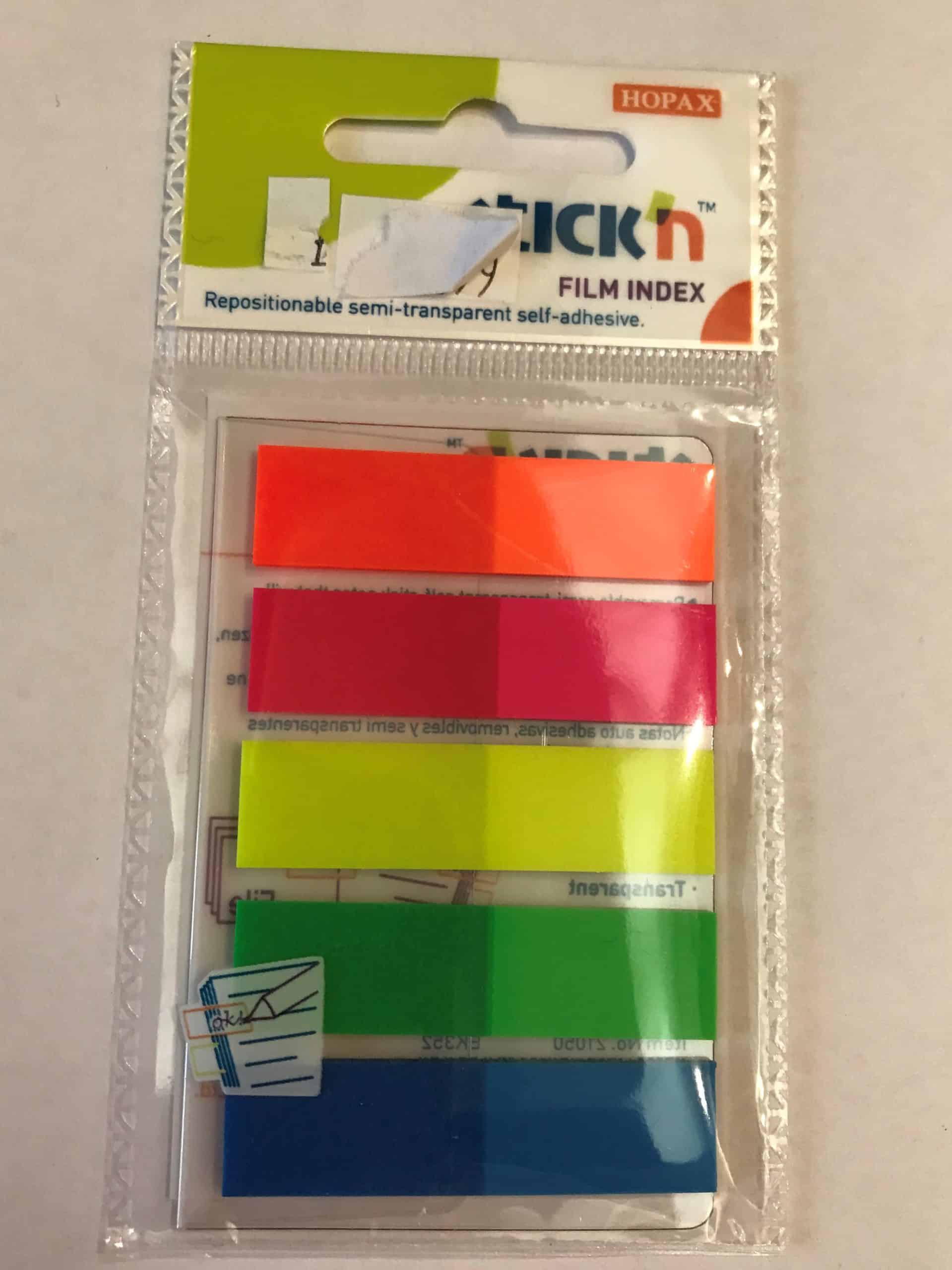 Stick’N Film Index Notes, 45x12mm P&G Wells Booksellers